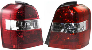 Tail Light Pair/Set for Toyota Highlander 2004-2007, Right Passenger and Left Driver Clear and Red Lens, Lens and Housing, Excluding Hybrid Model, Replacement