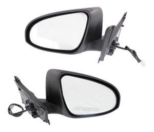 Power Mirror Pair/Set for Toyota Yaris Hatchback 2015-2019, Manual Folding, Right Passenger and Left Driver, Non-Heated, Paintable, France Built Vehicle Replacement