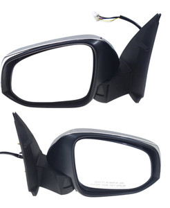 Mirror Pair/Set for Toyota Tacoma 2016-2023, Right Passenger and Left Driver, Power, Manual Folding, Heated, Chrome, with Signal Light, without BSD, Replacement