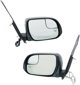 Power Mirror Pair/Set for 2015-2020 Toyota Sienna SE and LE Models, Right Passenger and Left Driver, Manual Folding, Heated, Paintable, w/ Blind Spot Glass, w/o Blind Spot Detection and Memory Replacement