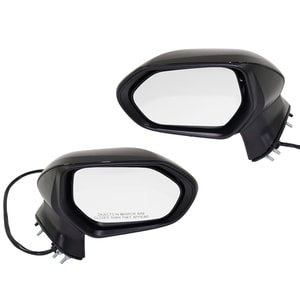 Mirror Pair/Set for Toyota Camry 2018-2022, Right Passenger and Left Driver, Power, Manual Folding, Heated, Without Auto-Dimming, Without Blind Spot Feature, In-Housing Signal Light, Without Memory, Non-Towing, Paintable Replacement.