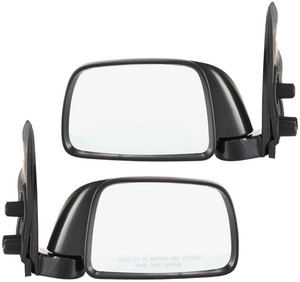 Mirror Pair/Set for Tacoma 1995-2000, Right Passenger and Left Driver, Manual Adjust and Fold, Non-Heated, Textured, 9x5in Housing, for models excluding Off Road Package. Replacement