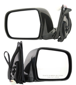 Mirror Pair/Set for Toyota Highlander 2001-2007, Right Passenger and Left Driver, Power Operated, Manual Folding, Heated, Paintable Replacement