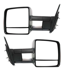 Towing Mirror Pair/Set for Toyota Tundra 2007-2021, Right Passenger and Left Driver, Power Adjustment, Manual Folding, Heated, Textured Finish, with Signal Light, Replacement