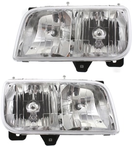 Headlight Assembly Pair/Set for 1999-2000 Cadillac Escalade, Includes Right Passenger and Left Driver Side, Composite Halogen Design, Replacement