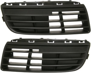 Pair/Set - Fog Light Cover for Volkswagen Jetta 2005-2010, Right Passenger and Left Driver, Outer, Textured Black, Without Fog Light Hole, Replacement Set