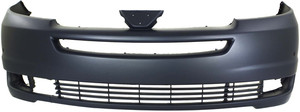 Front Bumper Cover for Toyota Sienna 2004-2005, Primed (Ready to Paint), with Parking Assist Sensor Holes, with Radar Cruise Control, Replacement