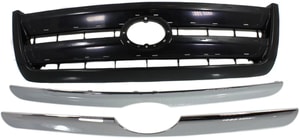 ABS Plastic Painted Black Shell and Insert Grille for Toyota Tundra 2003-2006, with Chrome Molding, Regular Cab/Access Cab, SR5 Model, Replacement