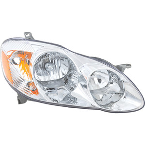 Headlight Assembly for Toyota Corolla 2003-2004, Right Passenger Side, Halogen, Fits CE/LE Models, Replacement