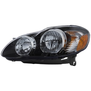 Headlight Assembly for Toyota Corolla 2005-2008, Left Driver, Halogen, S (2005-2008)/XRS (2005-2006), Black Interior, USA-Built Vehicle, Replacement