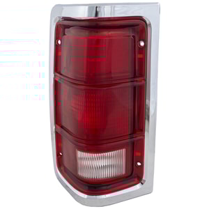 Tail Light for Dodge Full Size Pickup 1988-1993, Left Driver Side, Lens and Housing with Chrome Trim, Replacement