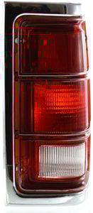Tail Light for Dodge Full Size Pickup 1981-1987, Right Passenger Side, Lens and Housing with Chrome Trim, Replacement