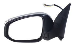 Power Mirror for Toyota Tacoma 2016-2023, Left Driver Side, Manual Folding, Heated, Chrome, with Signal Light, without Blind Spot Detection, Replacement