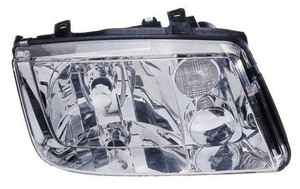 Right Passenger Headlight Assembly for 1999 - 2002 Volkswagen Jetta, Front Assembly Replacement Housing / Lens / Cover, without fog lights, with bright bezel, late design, Composite,  1J5941018AJ, Replacement