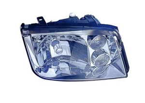 Right Passenger Front Headlight Assembly for 1999 - 2002 Volkswagen Jetta w/ Fog Lights, Bright Bezel, Late Design, Composite,  1J5941018AH, Replacement