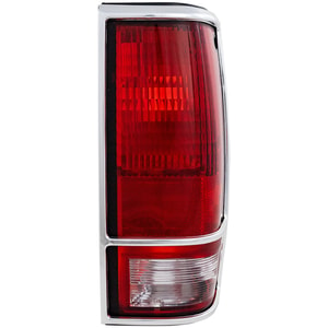 Tail Light for Chevrolet S10 Pickup (1982-1993), Right <u><i>Passenger</i></u> Side, Lens and Housing with Chrome Trim, Replacement