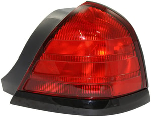Tail Light for Ford Crown Victoria 2000-2011, Right <u><i>Passenger</i></u> Side, Lens and Housing, Dual Bulb Type, with Black Molding, Replacement