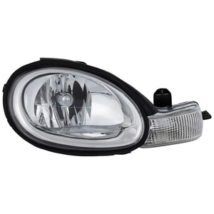 Headlight Assembly for Chrysler Neon 2000-2002, Right <u><i>Passenger</i></u> Side, Halogen Light with Chrome Interior, Replacement