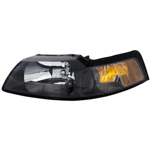 Headlight for 2001-2004 Ford Mustang, Left <u><i>Driver</i></u> Side, Lens and Housing, Halogen Light with Black Interior, Replacement