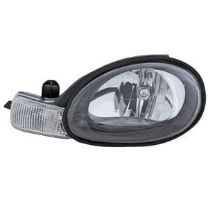 Headlight Assembly for Dodge Neon 2000-2002, Left <u><i>Driver</i></u>, Halogen Light with Black Interior, Replacement