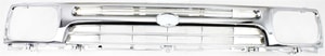 Plastic Grille with Chrome Shell and Insert for 1992-1995 Toyota Pickup, 1-Piece Type, 2WD (Two-Wheel Drive), Replacement