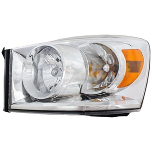 Headlight Assembly for 2007-2009 Dodge Full Size Pickup, Halogen, Compatible with All Cab Types, Left <u><i>Driver</i></u>, Replacement