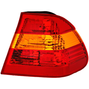 Tail Light for BMW 3-Series 2002-2005, Right <u><i>Passenger</i></u> Side, Outer Lens and Housing, Amber Red Lens, Sedan, Replacement Models: 320i, 325i, 330i.