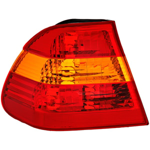 Tail Light for BMW 3-Series 2002-2005 Left <u><i>Driver</i></u>, Outer, Lens and Housing, Amber Red Lens, Sedan, Replacement - Fits 320i, 325i, 330i, 328i