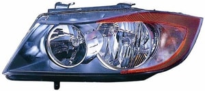 Left <u><i>Driver</i></u> Headlight Assembly for 2006 - 2008 BMW 330i, E90 Body Code Sedan, Front Headlight Housing / Lens / Cover, Halogen, Composite,  63116942725 Replacement