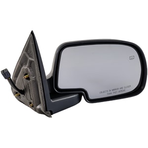 Mirror for Chevrolet Silverado/GMC Sierra 1999-2006, Right <u><i>Passenger</i></u>, Non-Towing, Power Operated, Manual Folding, Heated, Textured Finish, Includes 2007 Classic, with Puddle Light, without Memory and Signal Light, Replacement