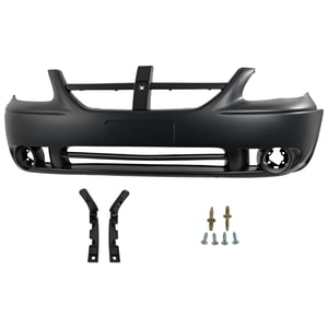 Front Bumper Cover for Dodge Grand Caravan 2005-2007, Primed (Ready to Paint), with Fog Light Holes (equals Caravan SXT Model), Replacement