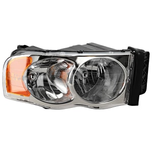 Headlight Assembly for Dodge Full Size Pickup 2002-2005, Right <u><i>Passenger</i></u>, Halogen, without Bulb and Wiring Harness for Side Marker Light, New Body Style, Replacement