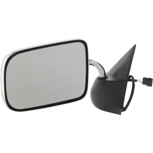 Power Mirror for Dodge Ram Full Size Pickup 1994-1997, Left <u><i>Driver</i></u>, Non-Towing, Manual Folding, Non-Heated, Chrome, with Flat Glass, Replacement