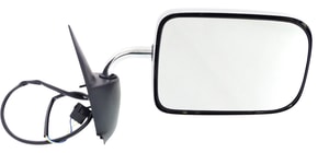 Right <u><i>Passenger</i></u> Side Mirror for RAM Full Size Pick-Up 1994-1997, Non-Towing, Power Adjustable, Manual Folding, Non-Heated, Chrome Finish, Flat Glass, Replacement