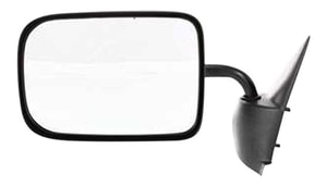 Manual Adjust Mirror for Dodge Ram Full Size Pickup 1994-1997, Left <u><i>Driver</i></u>, Non-Towing, Manual Folding, Non-Heated, Textured, Replacement