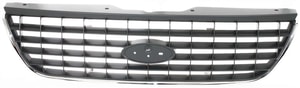 Grille for Ford Explorer 2002-2005, Gray Shell and Insert with Chrome Molding, Excluding Postal Model, Replacement