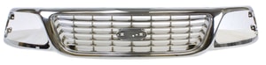 Grille for Ford F-150 1999-2003, F-150 Heritage 2004, All-Chrome Horizontal Bar, Lightning Model Style, Replacement