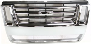 Plastic, Chrome Grille for Ford Explorer 2006-2010, Explorer Sport Trac 2007-2010 Eddie Bauer Model, Replacement (CAPA Certified)