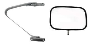 Manual Adjust, Non-Towing Left <u><i>Driver</i></u> Side Mirror for Ford F-Series (1987-1991), Manual Folding, Non-Heated, Polished, Stainless, Replacement