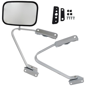 Manual Adjust Mirror for Ford F-Series 1987-1991 Right <u><i>Passenger</i></u>, Non-Towing, Manual Folding, Non-Heated, Polished, Stainless, Replacement Models: F-150, F-250, F-350