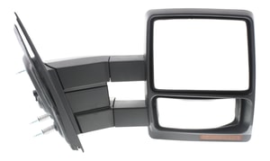 Towing Mirror Right <u><i>Passenger</i></u> for Ford F-150 (2007-2012), Power, Manual Folding, Heated, Textured Black, without Auto-Dimming, Blind Spot Detection, In-Housing Signal Light and Memory, Replacement