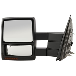 Towing Mirror Left <u><i>Driver</i></u> for Ford F-150 2009-2014, Power, Manual Folding, Heated, Paintable with Blind Spot Glass, In-Housing Signal Light, Memory, Puddle Light, without Auto-Dimming, Excluding SVT Raptor Model, Replacement