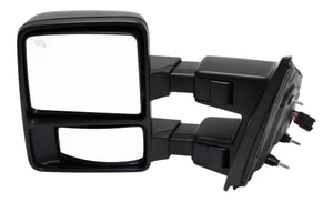 Towing Mirror Left <u><i>Driver</i></u> for Ford F-150 2013-2014, Power-Operated, Power Folding, Heated, Textured, with Memory and Signal Light, Excludes SVT Raptor Model, Replacement