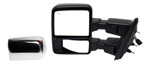Towing Mirror for Ford F-150 2013-2014, Left <u><i>Driver</i></u>, Power / Power Folding, Heated, Chrome / Paintable 2 Caps, with Memory and Signal Light, Excludes SVT Raptor Model, Replacement