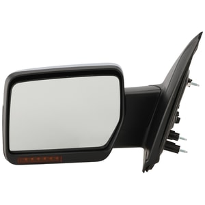 Power Mirror for Ford F-150 2009-2010, Left <u><i>Driver</i></u>, Non-Towing, Manual Folding, Heated, Chrome, with In-housing Signal Light and Memory, without Auto Dimming and Blind Spot Detection, Replacement