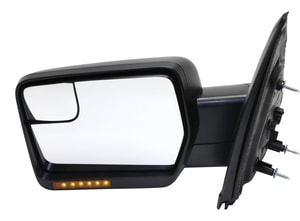 Power Mirror for Ford F-150 (2011-2014), Left <u><i>Driver</i></u> Side, Non-Towing, Manual Folding, Heated, Textured, with Blind Spot Glass and Signal Light, without Memory and Puddle Light, Replacement
