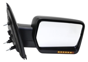 Power Heated Right <u><i>Passenger</i></u> Side Mirror for Ford F-150 (2011-2014), Manual Folding, Textured, with Signal Light, without Blind Spot Feature, w/Memory, Puddle Light, Non-Towing, Replacement