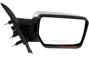 Mirror for Ford F-150 2011-2014 Right <u><i>Passenger</i></u>, Non-Towing, Power Operated, Non-Folding, Heated, Chrome, with Memory and Signal Light, without Blind Spot Feature and Puddle Light, Excludes SVT Raptor Model, Replacement