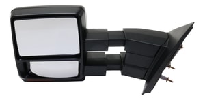 Towing Mirror for Ford F-150 2007-2008, Left <u><i>Driver</i></u>, Power Adjustable, Manual Folding, Heated, Paintable, with In-housing Signal Light, without Auto-Dimming, Blind Spot Detection, and Memory, Replacement