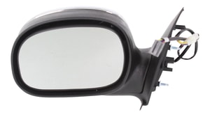 Mirror Left <u><i>Driver</i></u> for Ford F-150 1997-2002, F-250 1997-1999, Non-Towing, Power, Manual Folding, Non-Heated, Chrome, Contour Style, without Signal Light, Regular/SuperCab, To February 12, 2002, Replacement
